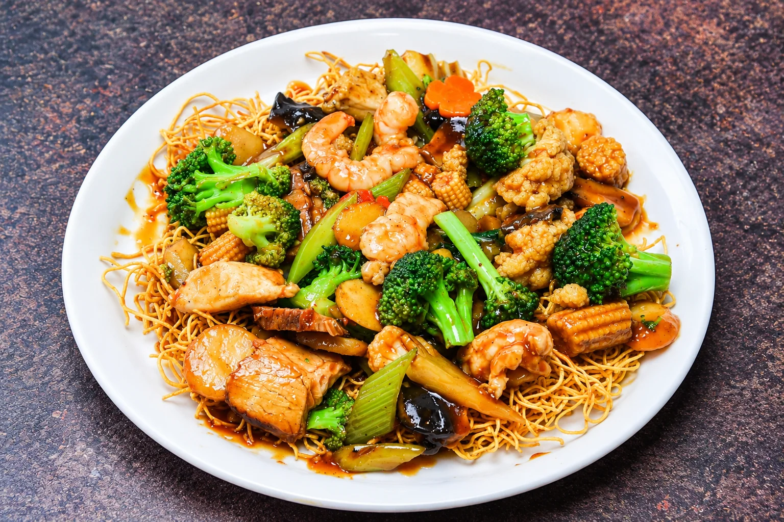 Cantonese chow mein at Auntie Jane's Restaurant in Saskatoon
